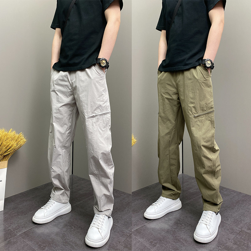 2026年夏季薄款潮流韩版痞帅宽松哈伦裤青年男士拉链设计休闲裤子
