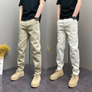 2025年春季潮牌韩版痞帅加绒加厚纯色修身直筒锥形男士休闲裤子男