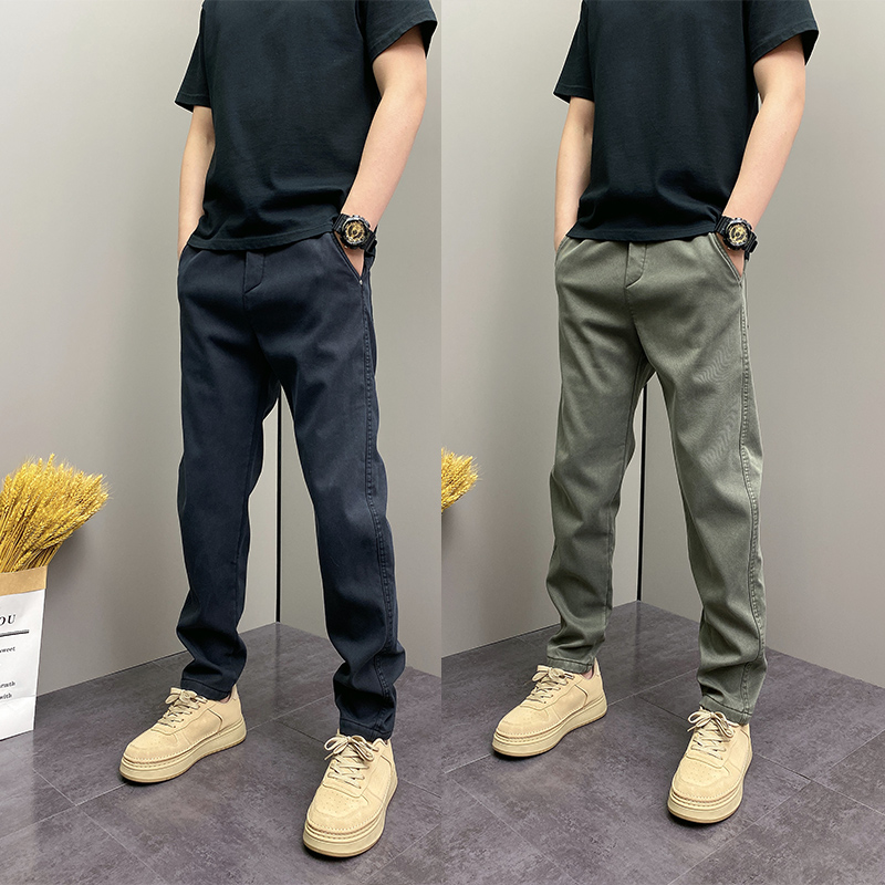 秋冬季加绒加厚潮流韩版痞帅修身小脚纯色青年男士休闲牛仔裤子男