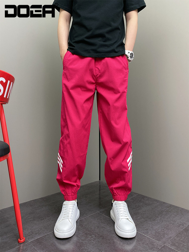 男裤春秋季潮流韩版痞帅条纹宽松哈伦束脚裤男士青年休闲运动裤子
