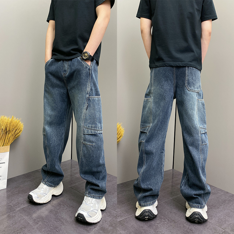 冬季时尚口袋设计拼接休闲裤