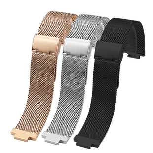 凸口精钢表链适配aigo爱国者V2智能手表带男女不锈钢金属表链12mm