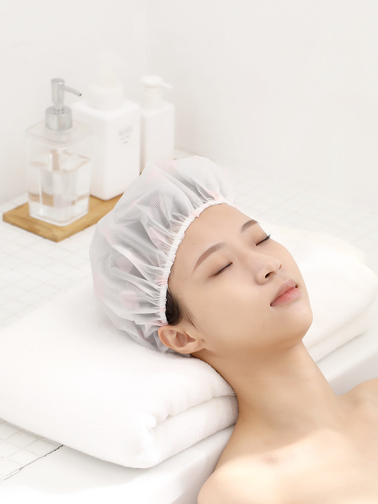 JAPANESE WATERPROOF SHOWER CAP ADULT WOMENS PLASTIC SHOWER BATH KITCHEN ANTI-OIL SMOKE HAIR CAP SHAMPOO HAT BATH CAP