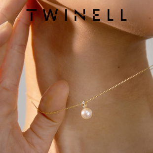 Twinell轻奢原创设计小众珍珠吊坠时尚百搭经典项链精致礼物潮