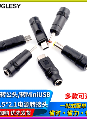 DC5.5*2.1转Mini/MicroUSB/TYPEC/2.5*0.7/3.5*1.35电源转接头