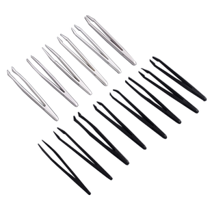 防静电碳纤维合成工具塑料镊子尖头平头弯头圆头宽口扁头夹取元件