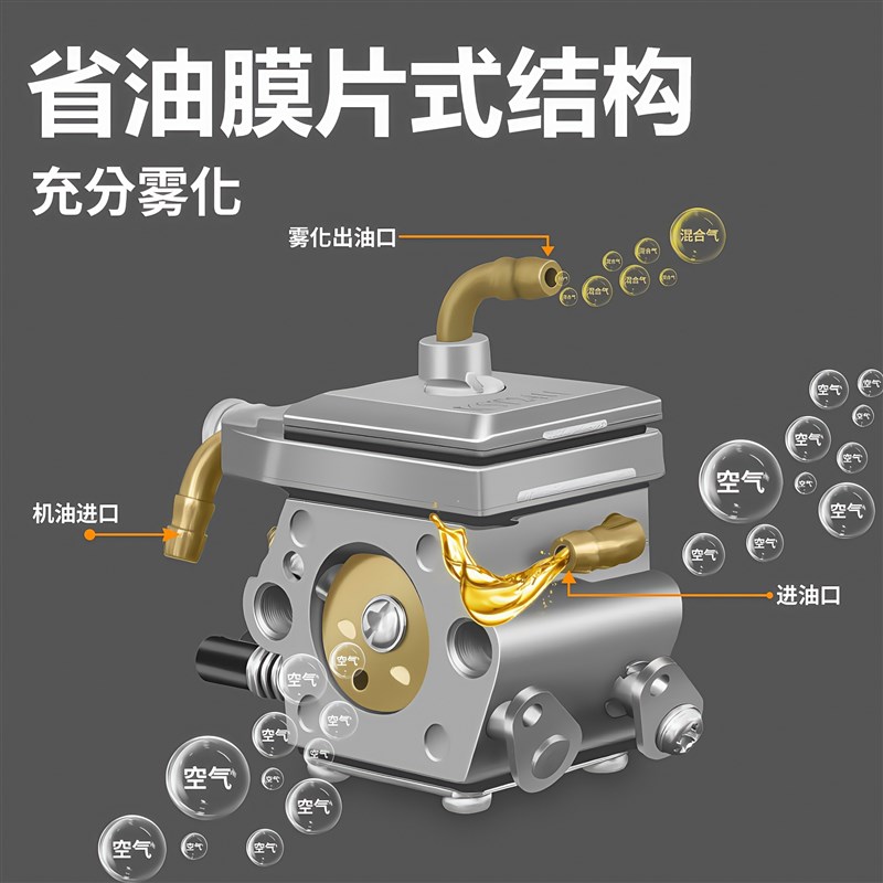 四冲程油锯化油器伐木锯大功率52/58纯汽油链锯4冲化油器链条锯