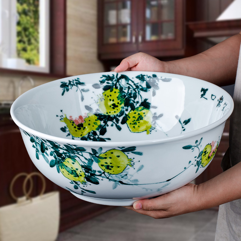 手绘笑口常开钵碗带盖打蛋钵