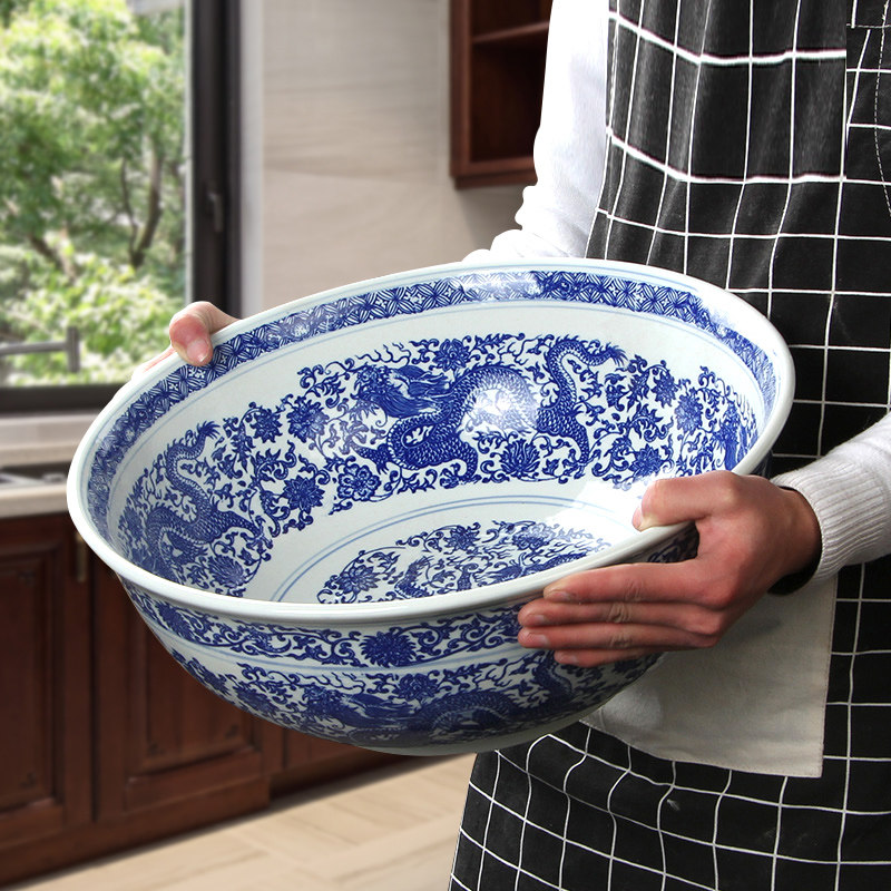 景德镇陶瓷盆和面盆家用青花瓷揉面盆发面盆活面带盖酸菜鱼大盆碗,餐饮具,盆,淘宝优惠券,粉丝福利购,淘宝优惠卷