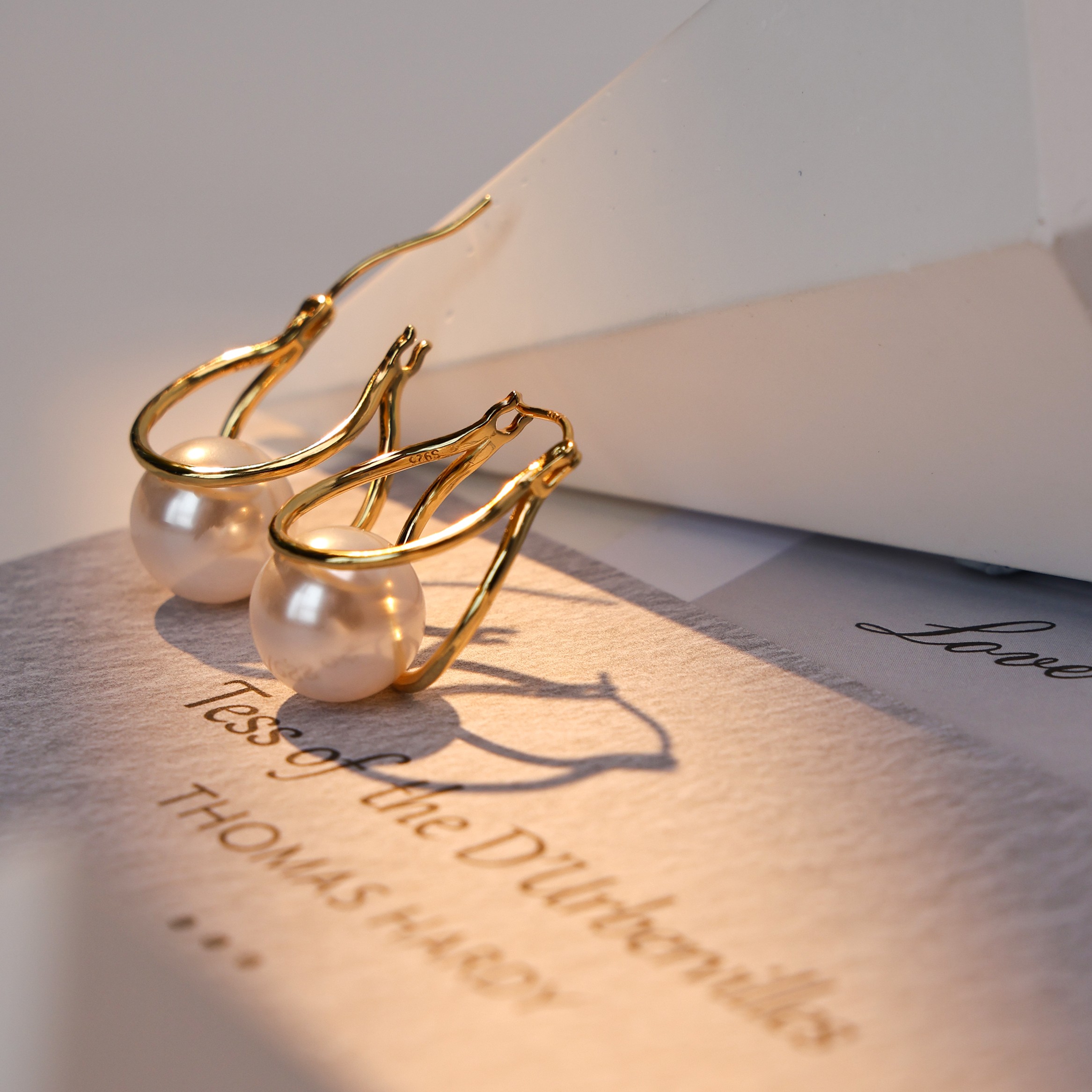 丽沁925银双圆珠珠耳扣气质轻奢耳钉小众耳饰简约珍珠养耳耳扣