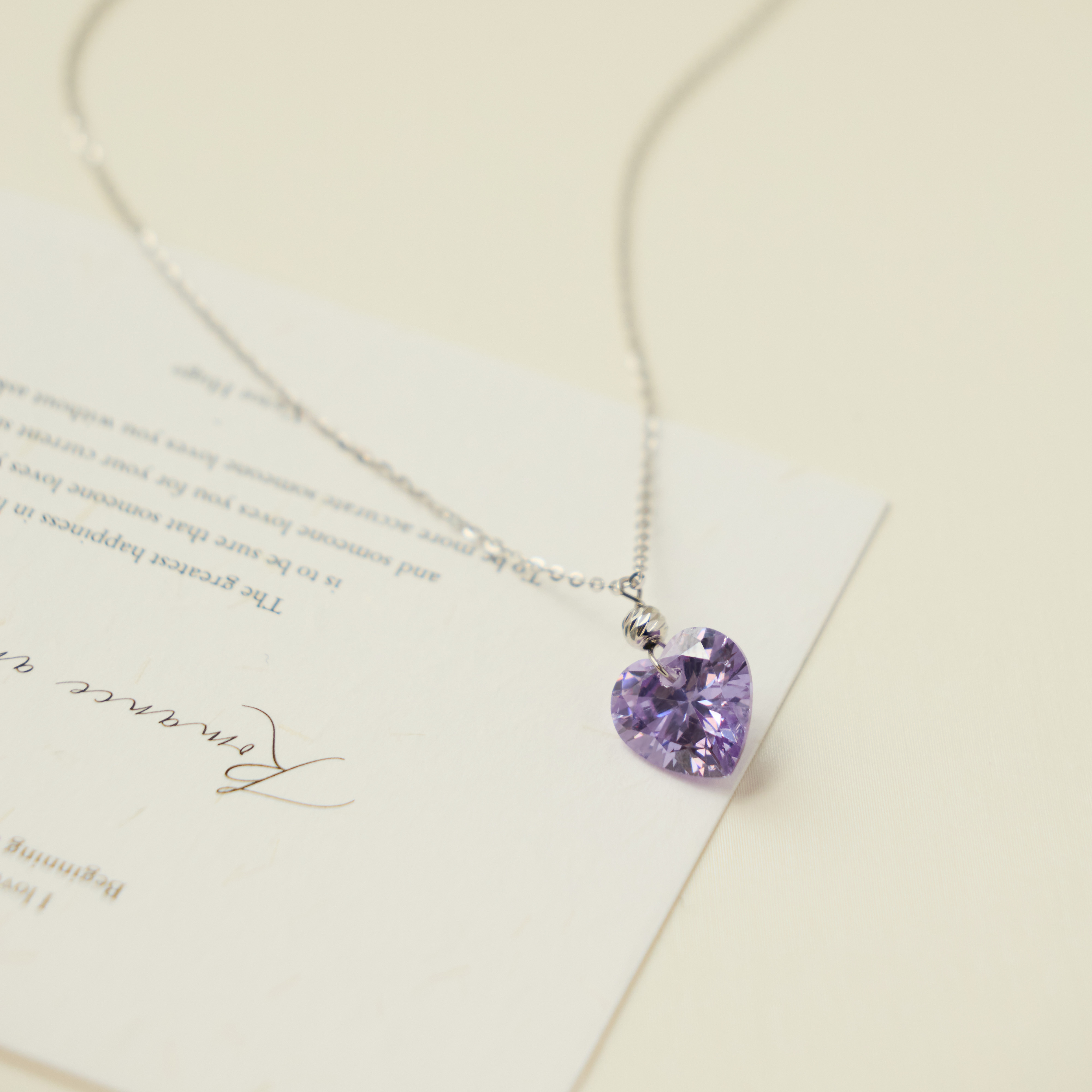 紫色爱心抽拉项链显白气质锁骨链