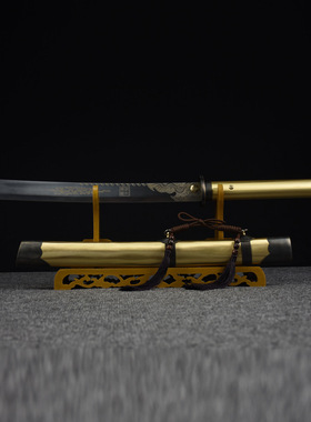 龙泉市刀剑高锰钢包铜锻打宝剑一体硬刀手工康熙战刀工艺品未开刃