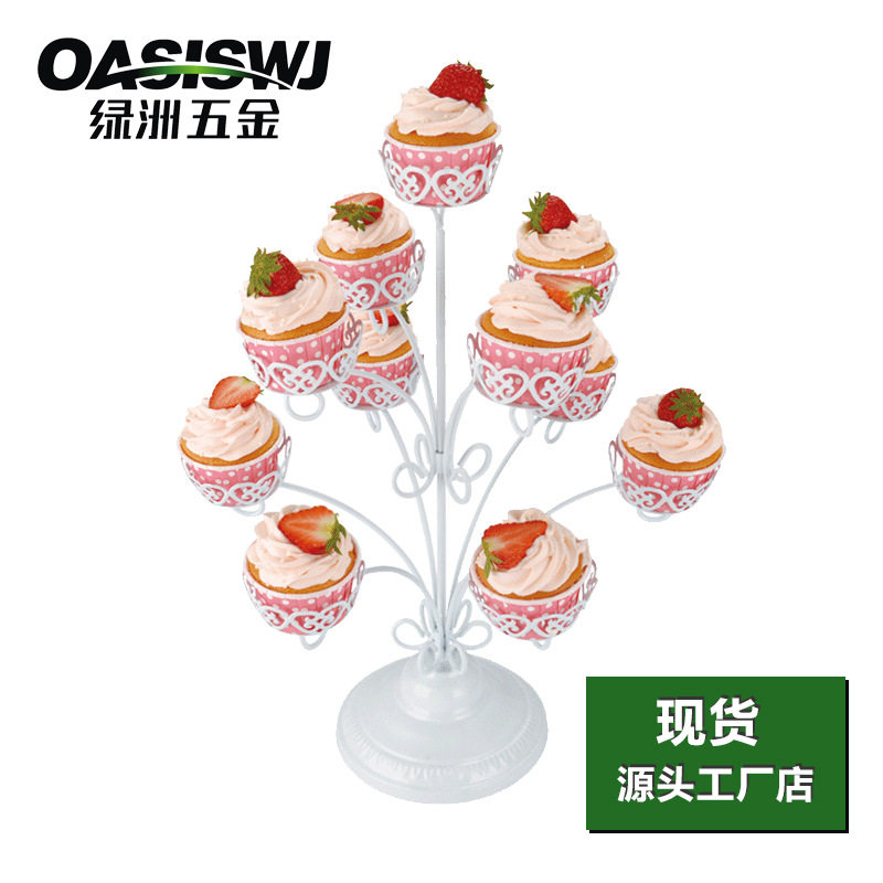 跨境树形纸杯蛋糕架白色铁艺点心架欧式婚庆甜品台杯子蛋糕