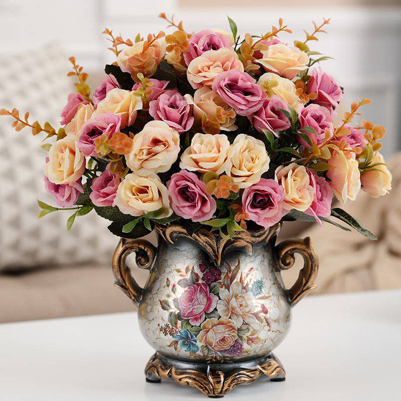 欧式陶瓷花瓶摆件客厅插花花器复古仿真花假花装饰花艺小清新花盆