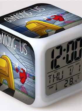 新品新品游戏Amongus闹钟太空狼人杀七彩变色闹钟创意新品