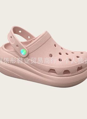 夏季泡芙云朵洞洞鞋女2024新款厚底增高防滑凉鞋外穿防滑包头拖鞋