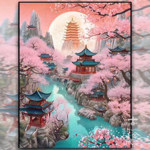 【蓬莱仙境】十字绣2026新款客厅线绣唯美风景楼阁亭台刺绣钻石画