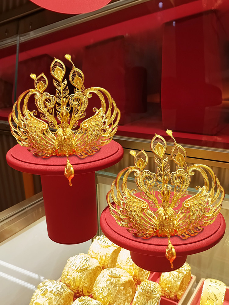 Золотая корона феникса подставка для показа короны свадебный красный феникс заколка для волос подставка для показа заколки золотая заколка для волос серебряная заколка для волос подставка для ювелирных изделий Изображение 1