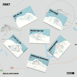 FRRT原创 雪道图 崇礼新疆东北北海道滑雪文创美浓烧陶瓷冰箱贴