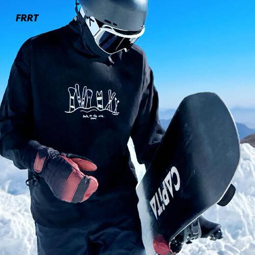 FRRT黑色宽松卫衣雪板手绘图