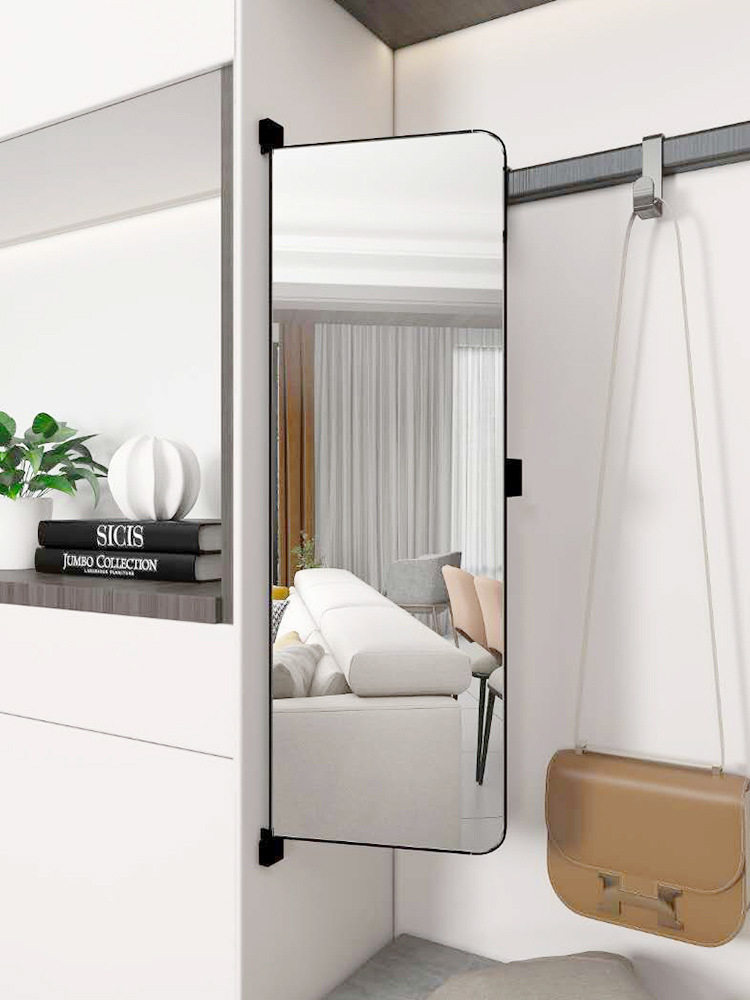 衣柜镜子旋转穿衣镜试衣全身折叠平开门内置内装隐形对开门推拉镜