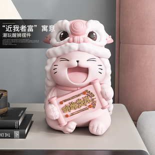 电视柜玄关酒柜装 国风醒狮客厅摆件家居饰品轻奢时尚 饰品开业礼物