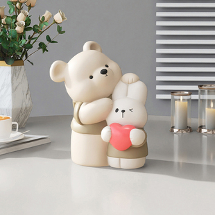 熊治愈系小摆件客厅电视柜家居装 饰品酒柜兔子桌面乔迁新居礼品