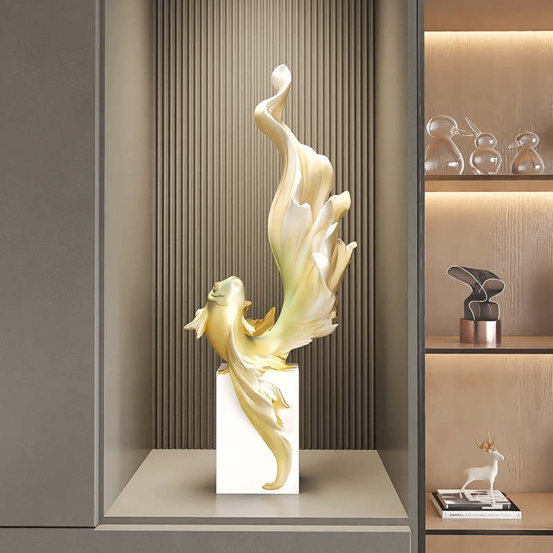 韵灿锦鲤酒柜玄关摆件