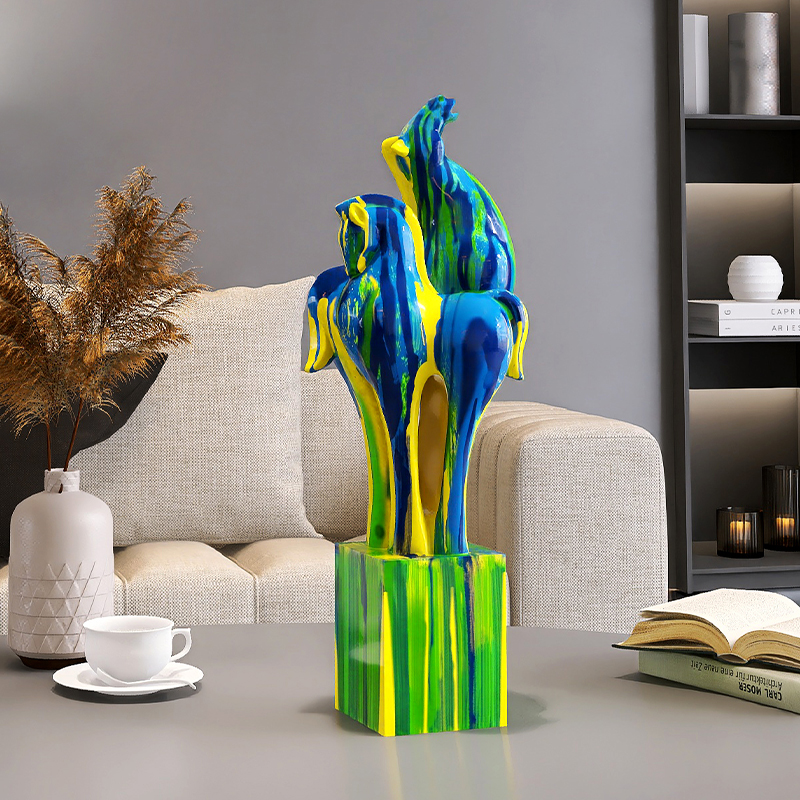 轻奢流体艺术马摆件客厅办公室桌面装饰品入户玄关电视柜工艺品