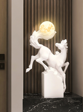 马到成功客厅摆件入户玄关灯办公室高级感小众领导开业礼物工艺品