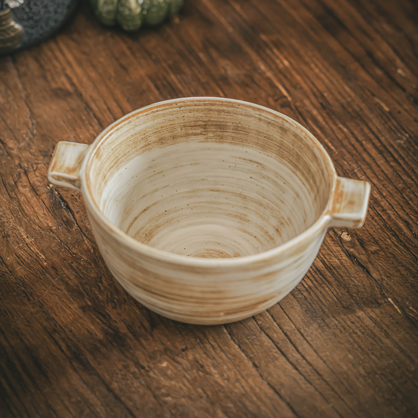 复古肌理双耳碗手工粗陶日式餐具