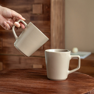 简约现代风 大容量陶瓷杯子家用水杯待客茶杯早餐牛奶杯咖啡杯