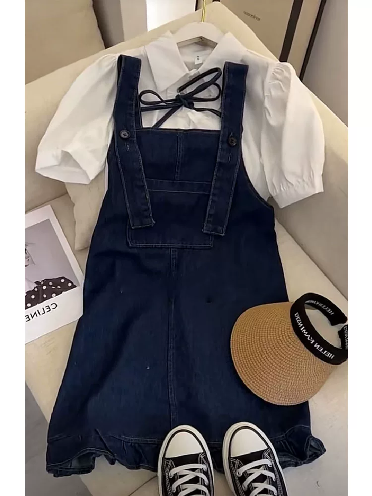 Летнее джинсовое летнее платье, рубашка, комплект, стиль Chanel, западный стиль