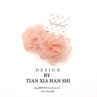 韩国儿童山茶花欧根纱花朵头绳宝宝不伤发橡皮筋扎啾啾马尾辫头饰