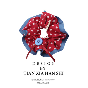 韩国波点红色蝴蝶结大肠圈儿童品质丸子头发圈宝宝不伤发秋冬头饰