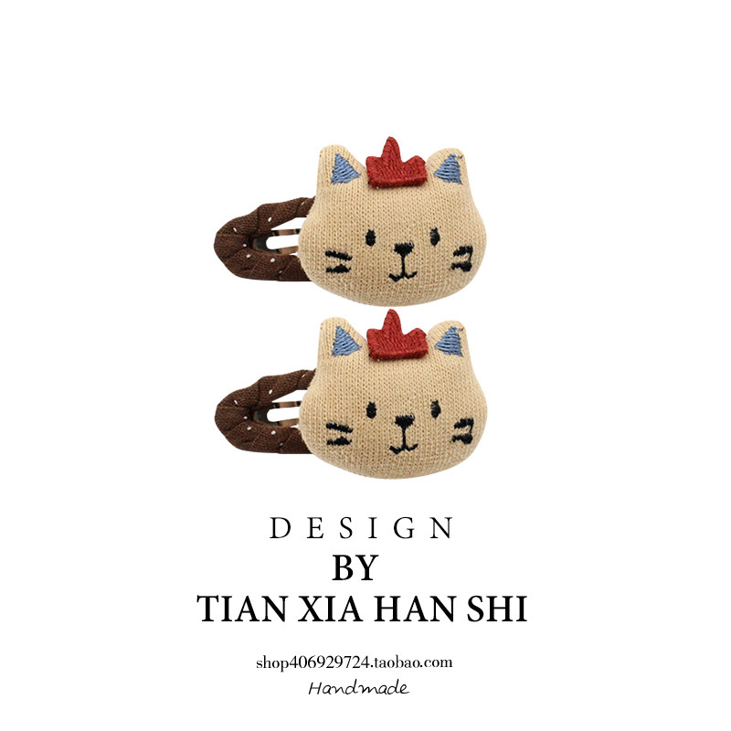 韩国儿童皇冠小猫咪卡通充绒头绳刘海碎发卡宝宝可爱扎头绳发饰新