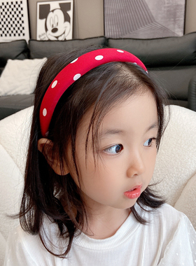 韩国宝宝红色波点发箍儿童不伤发碎发刘海发卡幼儿园女孩百搭头饰