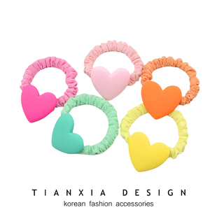 韩国儿童爱心橡皮筋大肠圈小女孩扎马尾高弹力发圈不伤发简约头饰