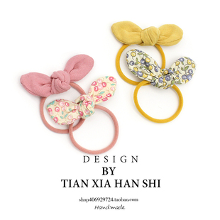 韩国儿童皮筋不伤发女童头绳宝宝蝴蝶结兔耳朵扎头发马尾碎花头绳