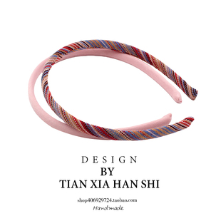 韩国儿童复古格纹两件套发箍宝宝额前碎发不伤发头箍女童公主发卡