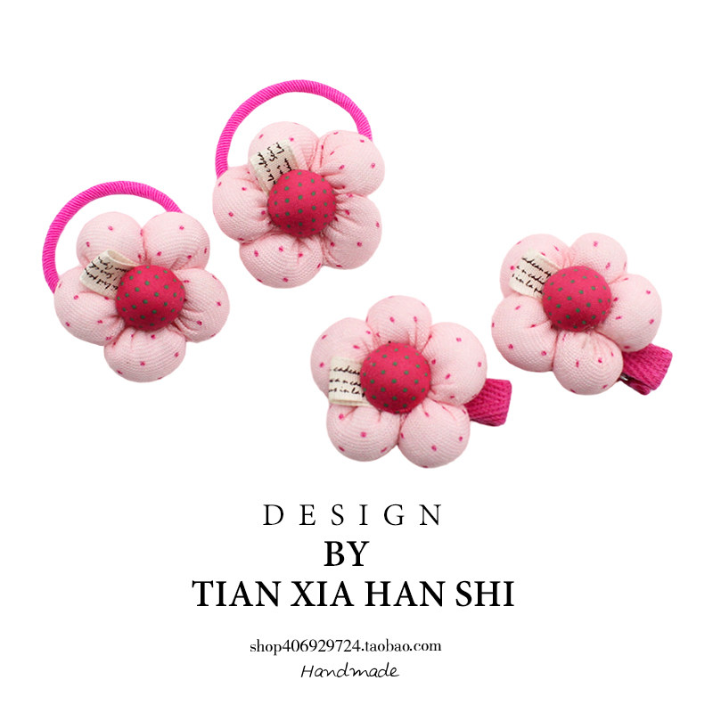 宝宝甜美花朵全包发夹小女孩发圈不伤发头绳婴幼儿可爱扎啾啾皮筋图片