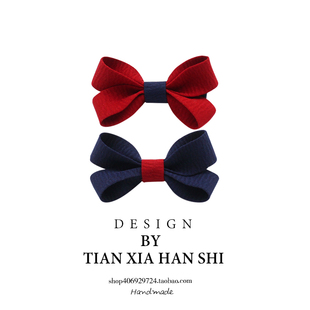 韩国儿童 miu系蓝蝴蝶结发夹小女孩公主侧边刘海碎包布发夹头饰新