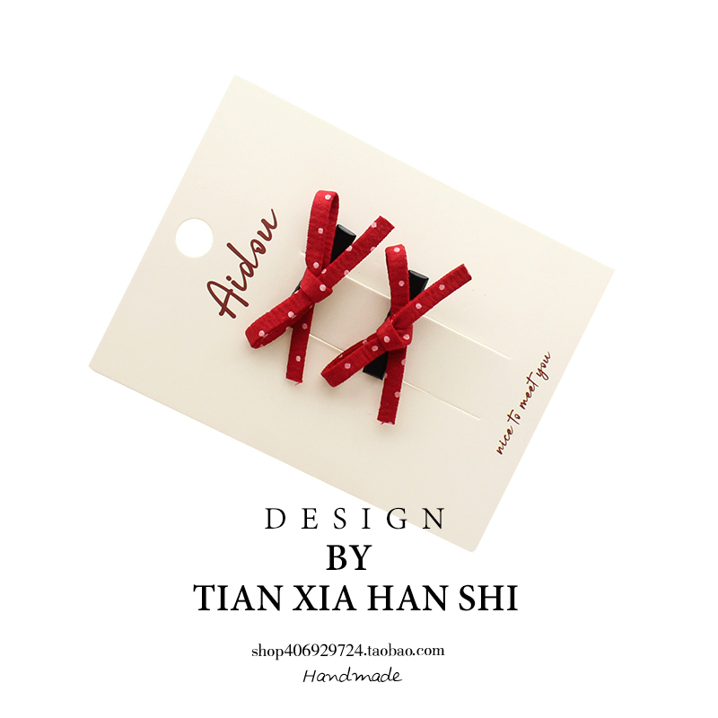 儿童迷你号红色波点格子发夹宝宝额前碎发侧边发卡女童简约头饰新