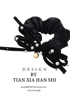 红色丝绒珍珠蝴蝶结大肠圈儿童高马尾丸子头发圈不伤发头绳发饰新