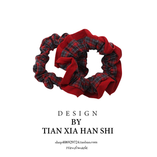 儿童复古格子小肠圈两件套头绳宝宝扎马尾橡皮筋发圈不伤发头饰新