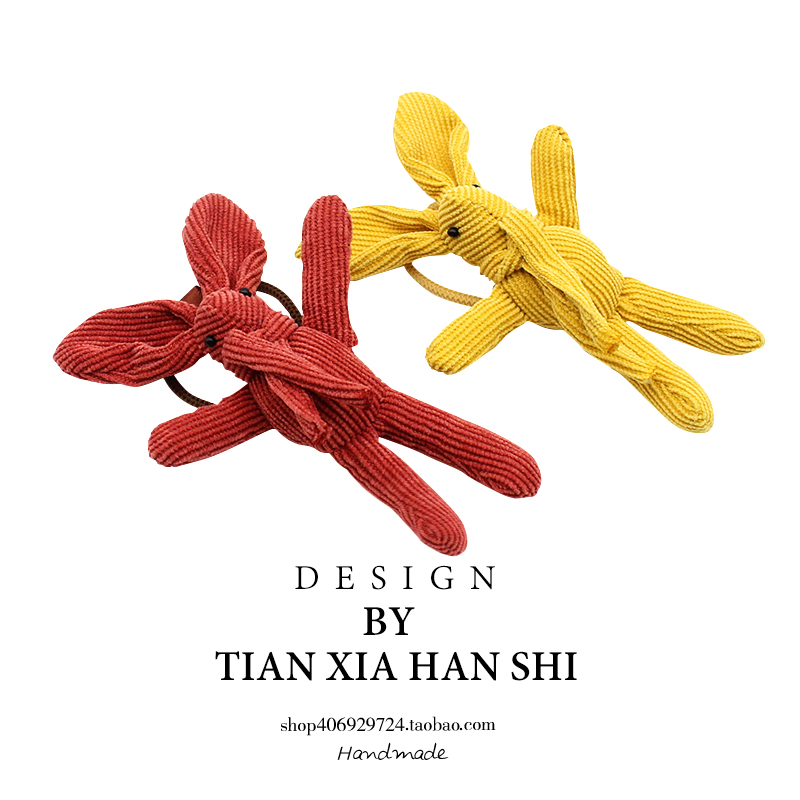韩国儿童灯芯绒兔子扎头绳卡通布艺不伤发橡皮筋女童高弹发圈头饰