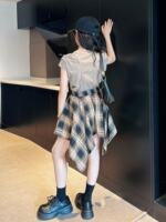 2026 New Girls' summer Clothing Set, children's Korean-style T-shirt, short-sleeved, stylish Korean-style skirt, cool and trendy children's T-shirt thumbnail 4