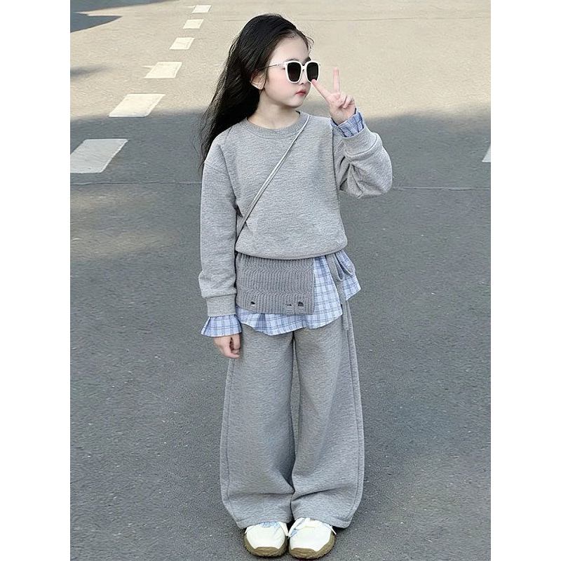 超好看女孩运动套装2026新款童装春季洋气女孩屁帘卫裤卫衣两件套