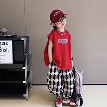 儿童纯棉背心套装2025新款夏季男童无袖防蚊裤男孩韩版大童两件套