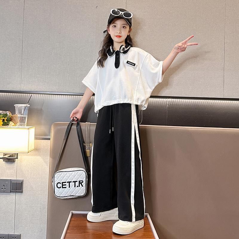 女童运动套装夏装2026新款中大童洋气时髦夏季儿童潮阔腿裤两件套